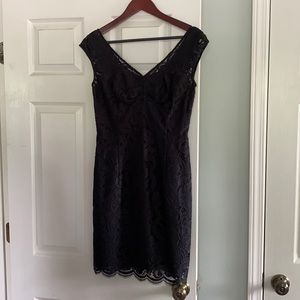 EUC Lilly Pulitzer Rosalie Dress, black lace, 4